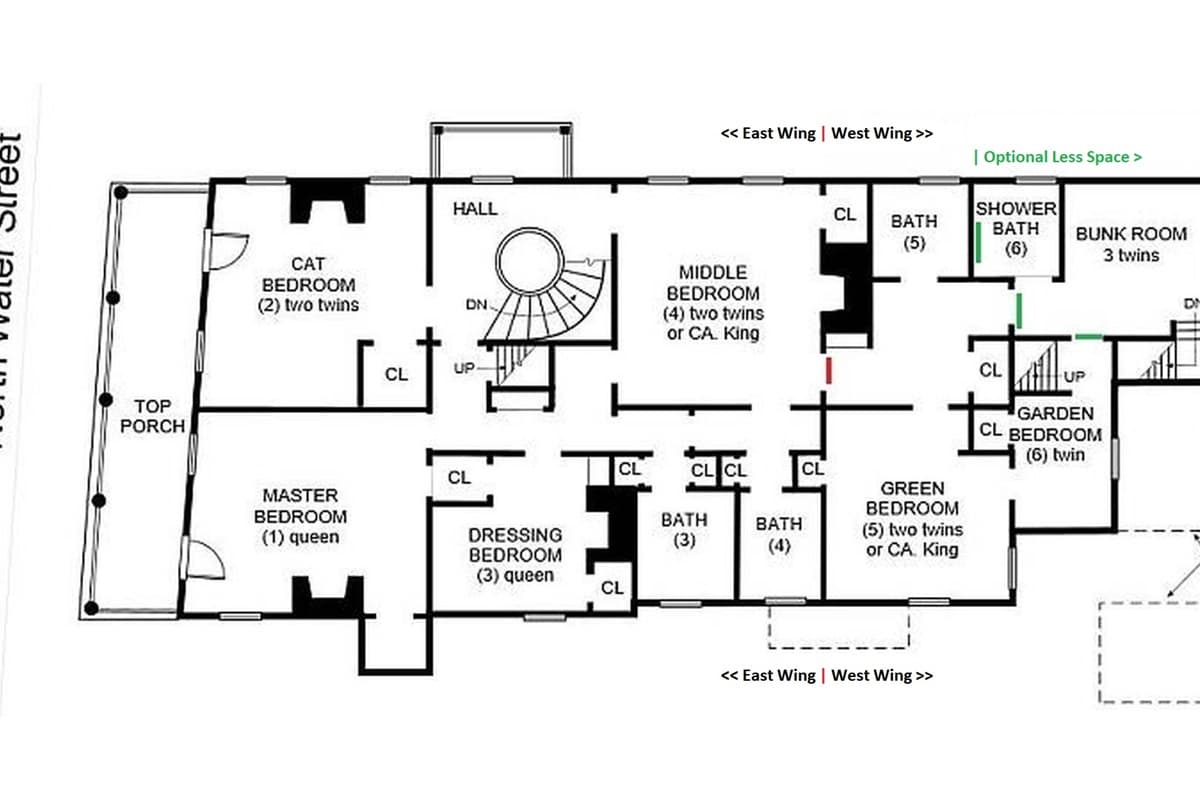 2nd Floor Plan showing East & West Wings